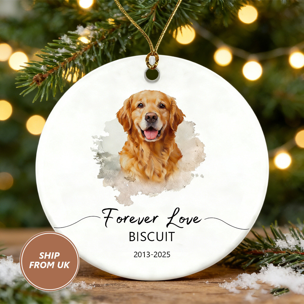 Personalized Dog Memorial Watercolor Christmas Ornament