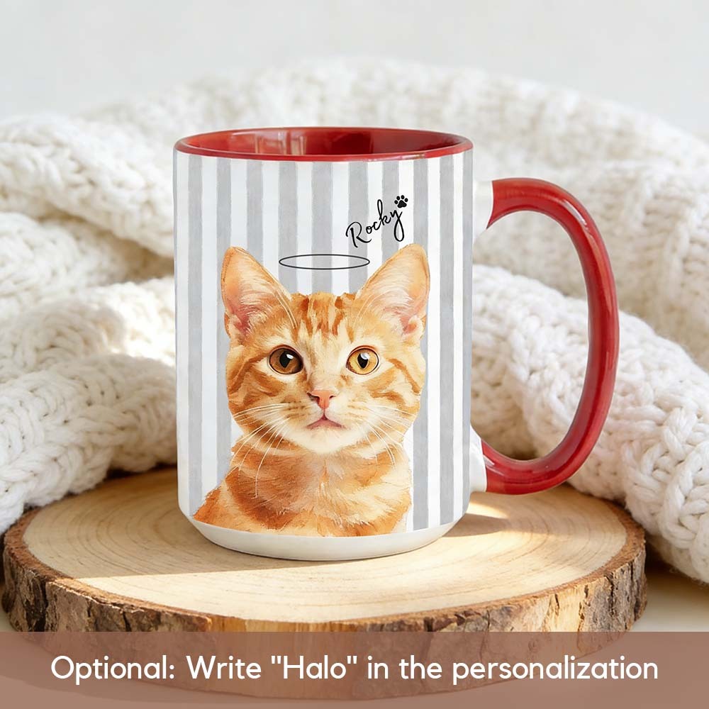 Custom Pet Mug with Photo and Name-Personalized 11oz 15oz Striped Coffee Cup