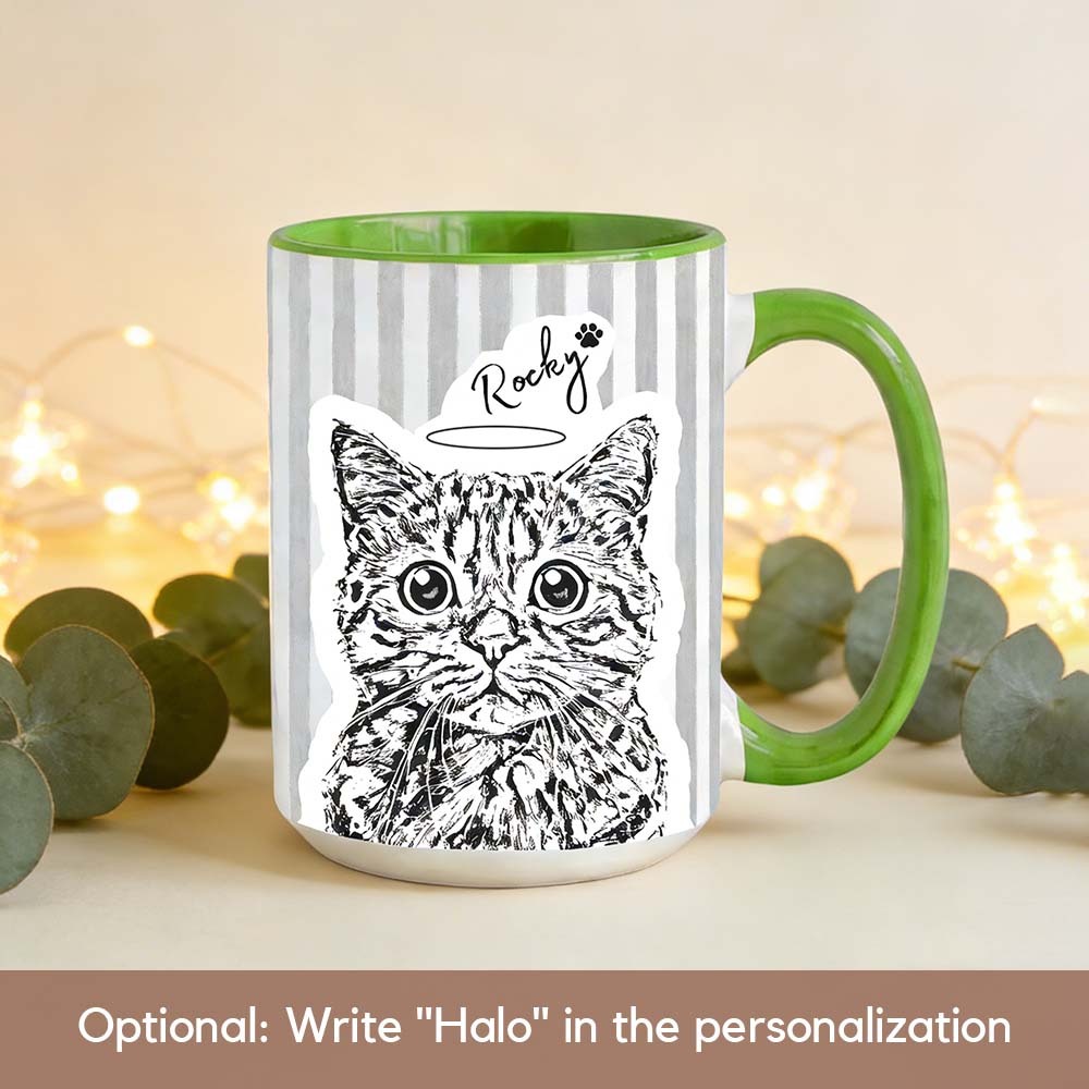 Personalized 11oz 15oz Striped Coffee Cup Custom Pet Mug with Photo and Name