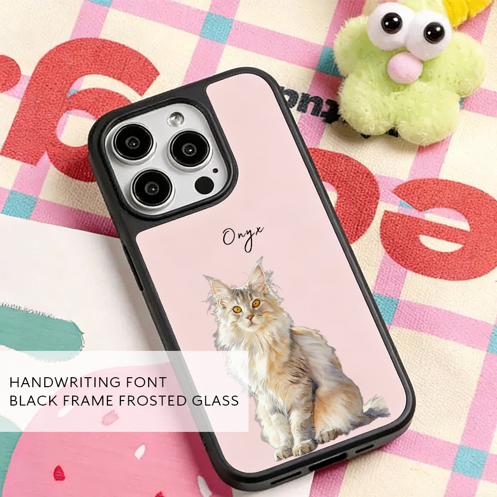 Personalized Dog Cat iPhone Case: Matte Black Frame Magsafe