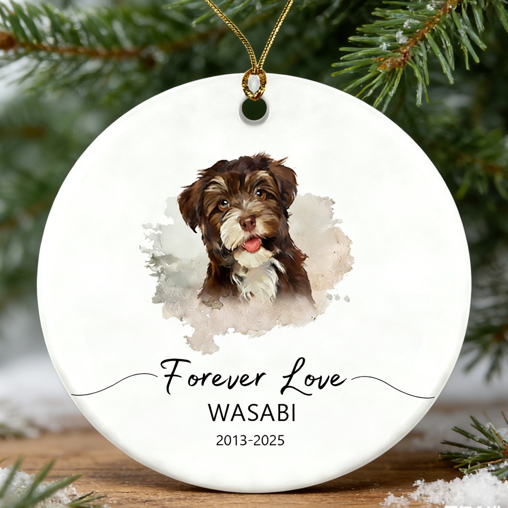 Personalized Dog Memorial Watercolor Christmas Ornament