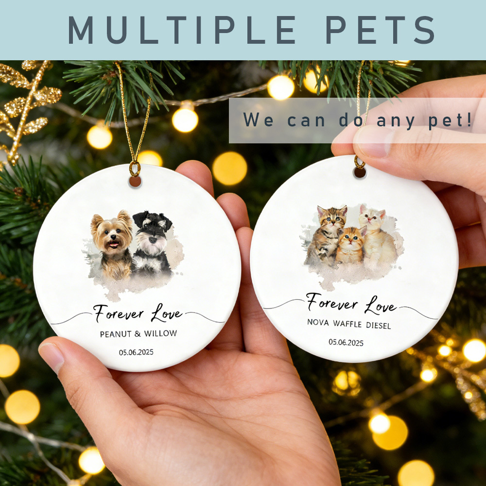 Personalized Dog Memorial Watercolor Christmas Ornament