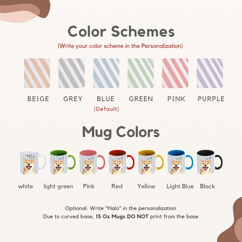 Custom Pet Mug with Photo and Name-Personalized 11oz 15oz Striped Coffee Cup