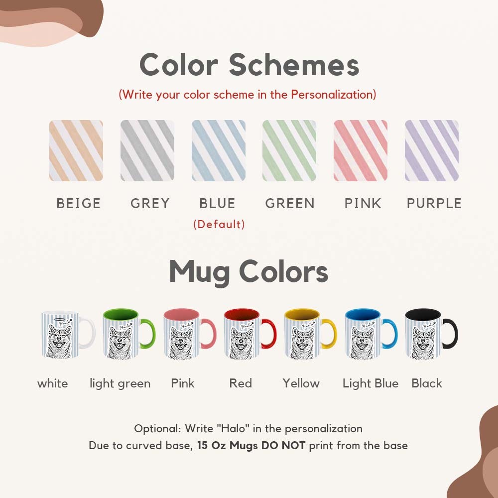 Personalized 11oz 15oz Striped Coffee Cup Custom Pet Mug with Photo and Name