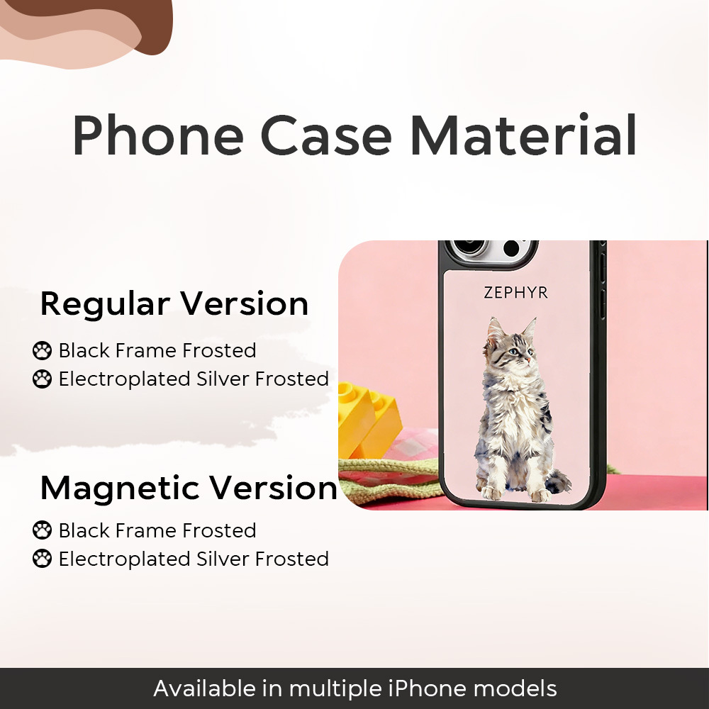 Personalized Dog Cat iPhone Case: Matte Black Frame Magsafe