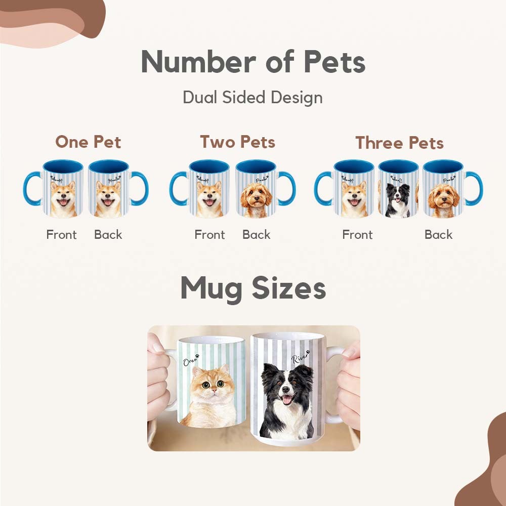 Custom Pet Mug with Photo and Name-Personalized 11oz 15oz Striped Coffee Cup