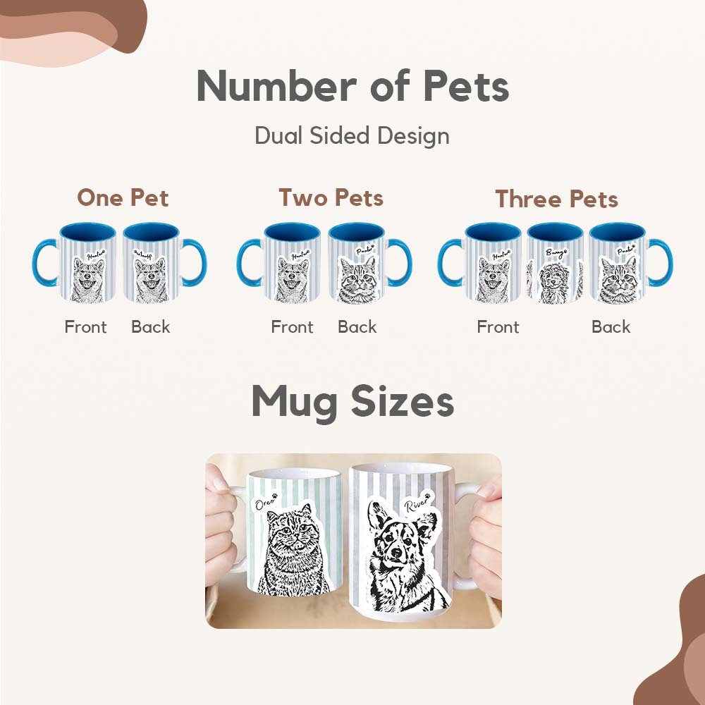 Personalized 11oz 15oz Striped Coffee Cup Custom Pet Mug with Photo and Name