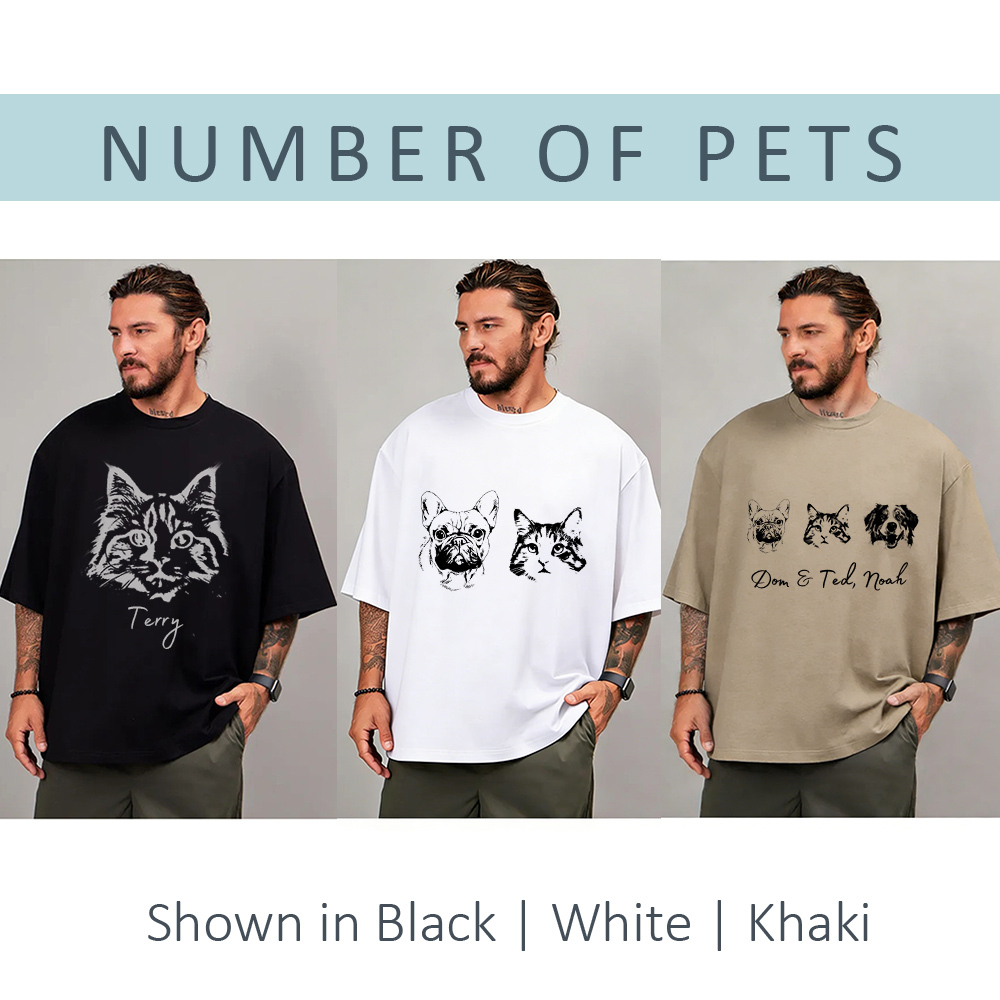 Personalized Pet Shirt with Photo & Name - Custom Dog Cat B/W T-Shirt for Humans