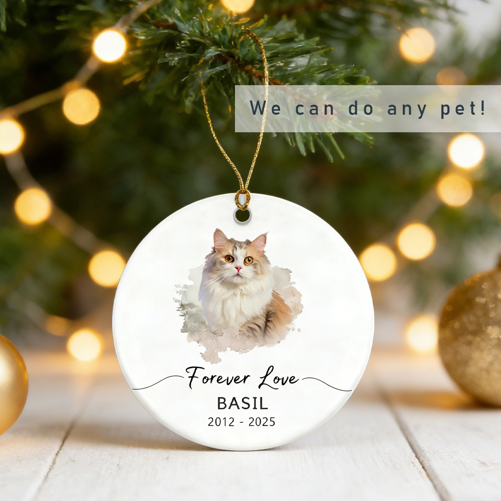 Personalized Dog Memorial Watercolor Christmas Ornament