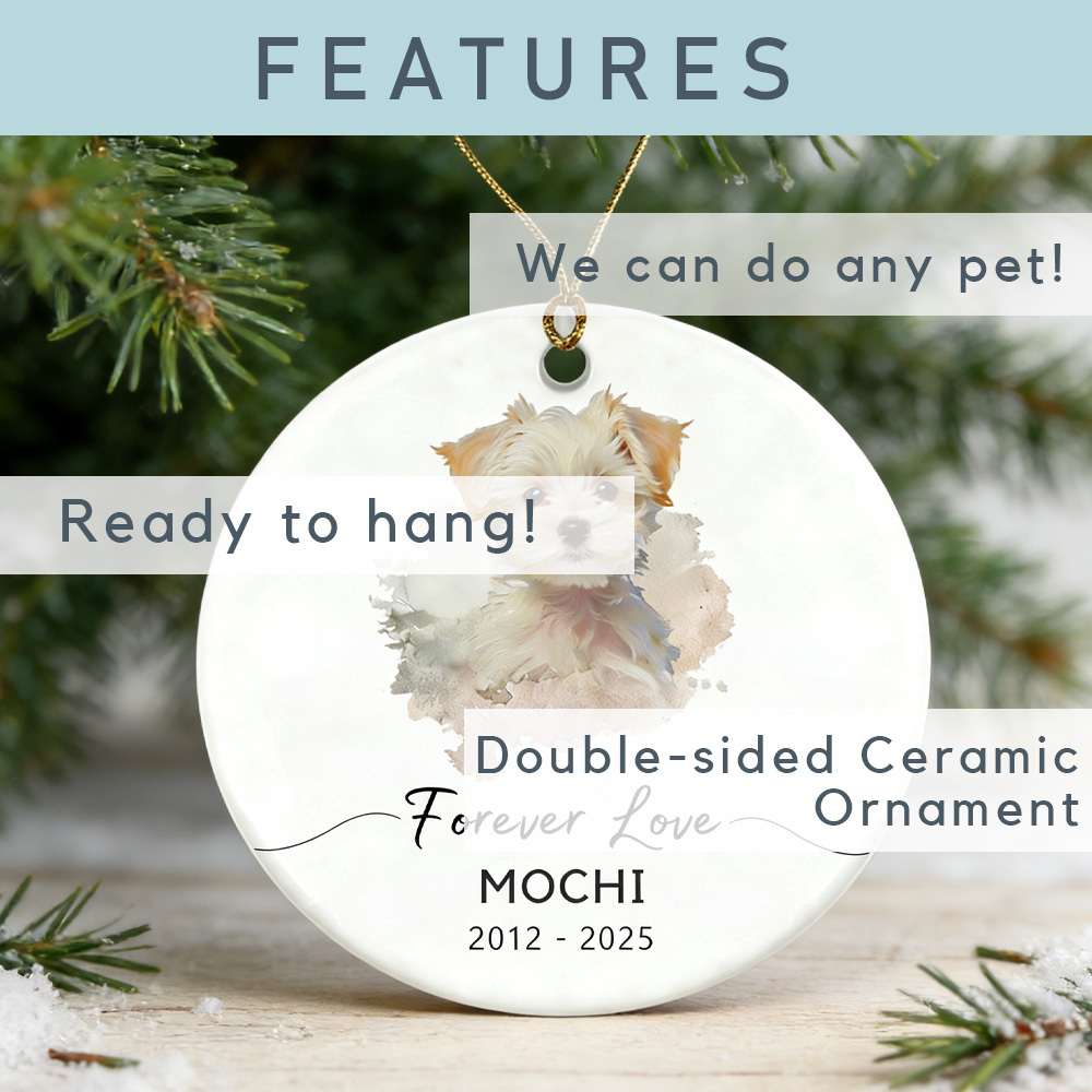 Personalized Dog Memorial Watercolor Christmas Ornament