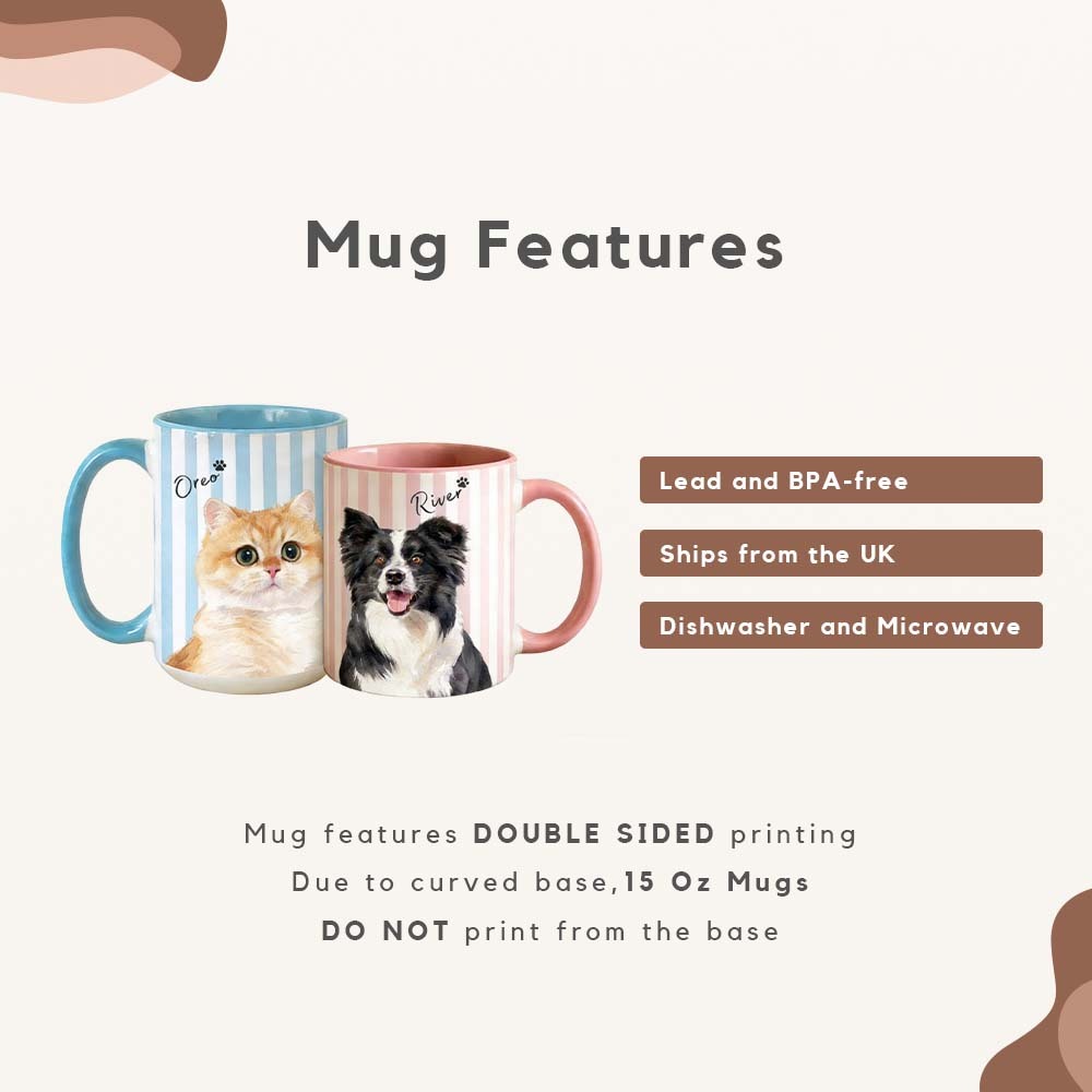 Custom Pet Mug with Photo and Name-Personalized 11oz 15oz Striped Coffee Cup