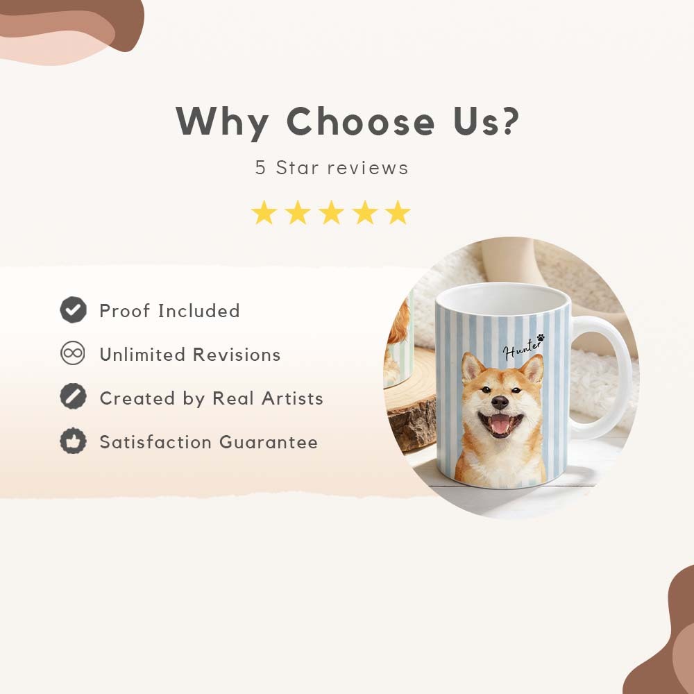 Custom Pet Mug with Photo and Name-Personalized 11oz 15oz Striped Coffee Cup