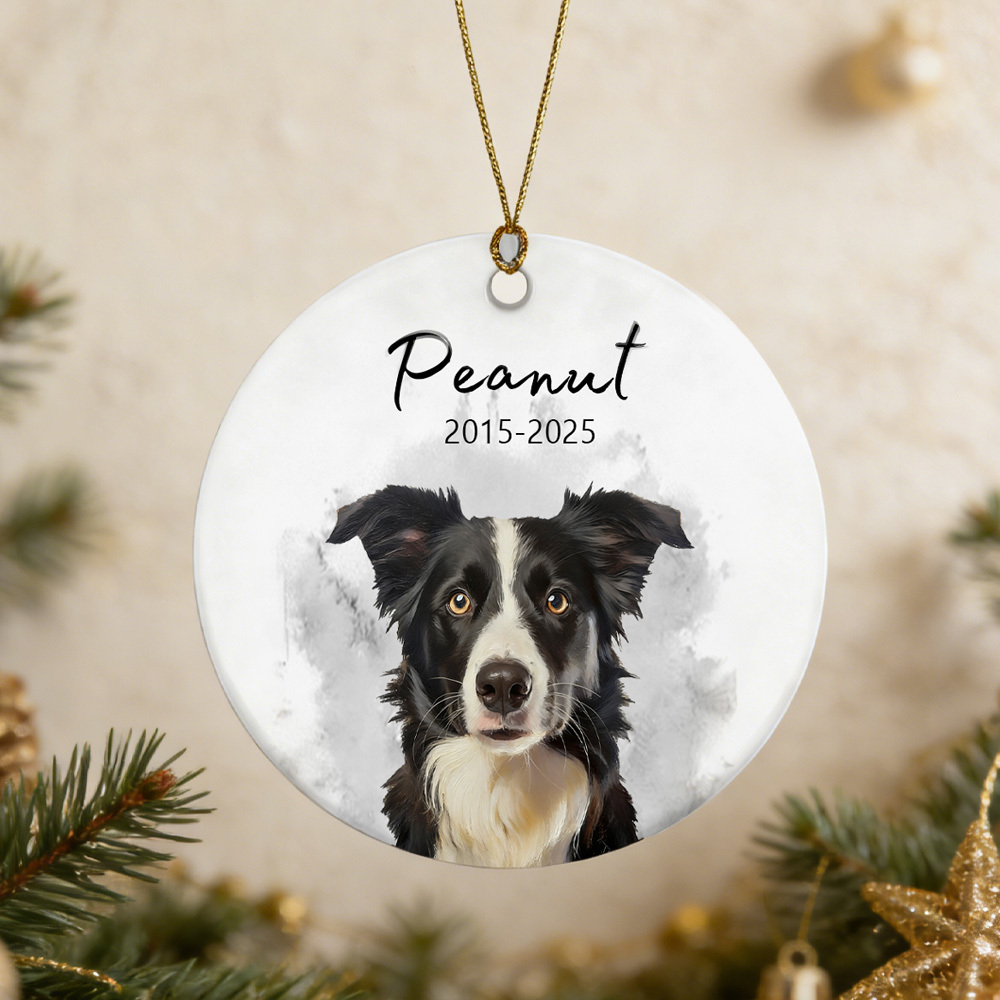 Personalized Dog Memorial Watercolor Christmas Ornament