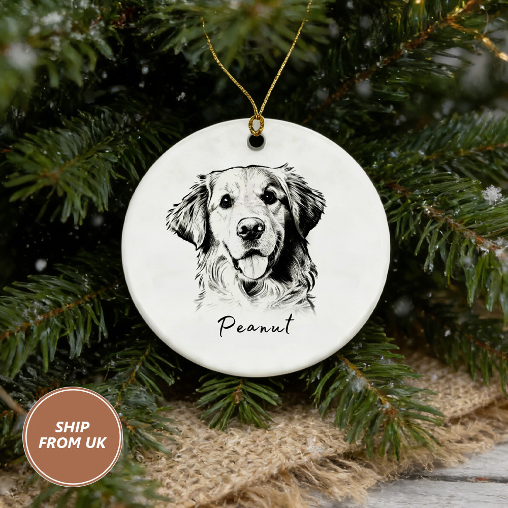 Personalized Cat Dog pet Ornament: Custom Photo Name