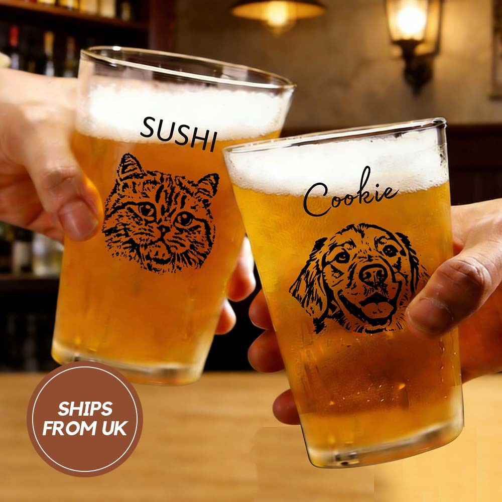 Personalized Pet Beer Glasses | 16oz Custom Dog Cat Pint Glass CustomPet Beer Mugs Steins