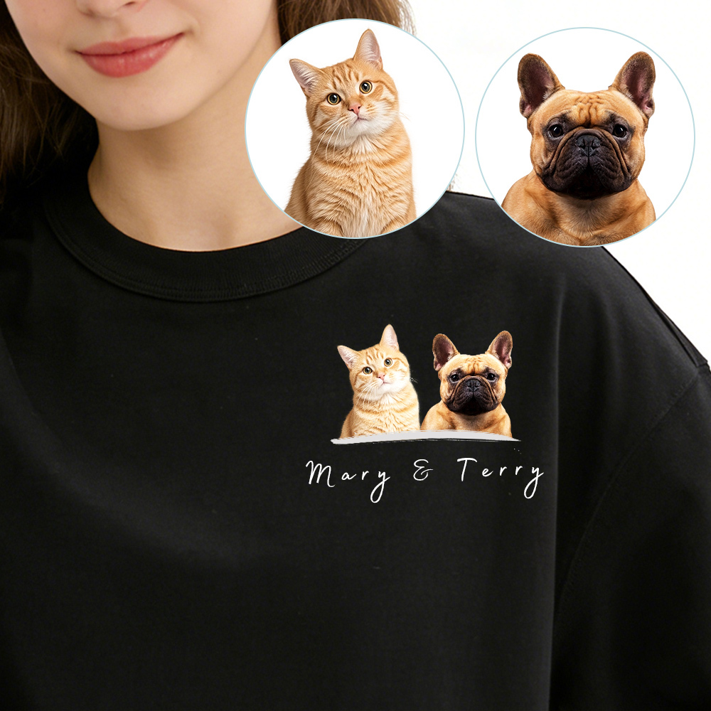 Personalized Custom Pet Shirt  Photo Name Dog Cat T-Shirt for Humans Pet Memorial Gift