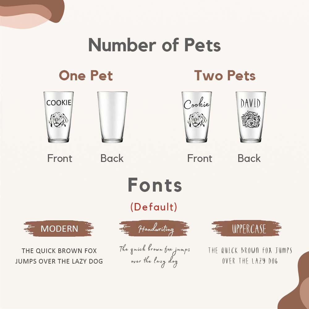 Personalized Pet Beer Glasses | 16oz Custom Dog Cat Pint Glass CustomPet Beer Mugs Steins
