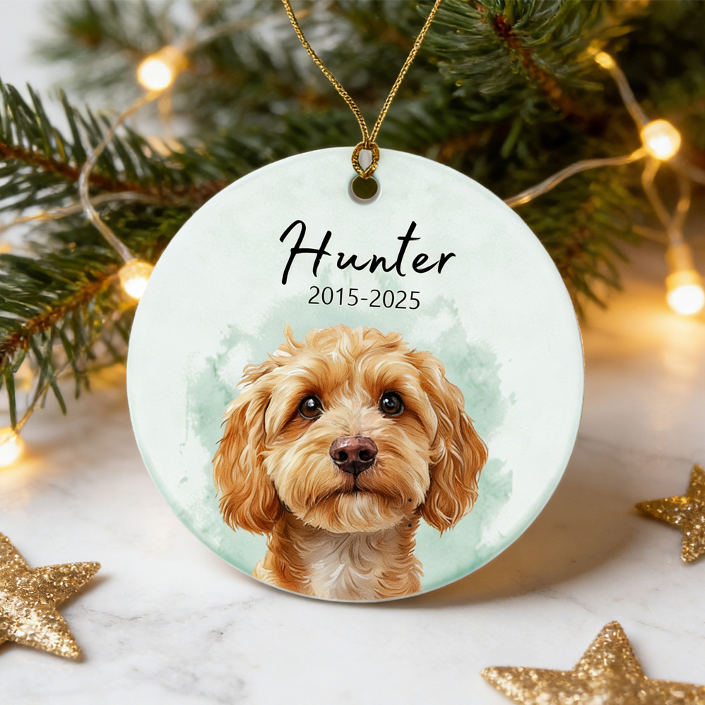 Personalized Dog Memorial Watercolor Christmas Ornament