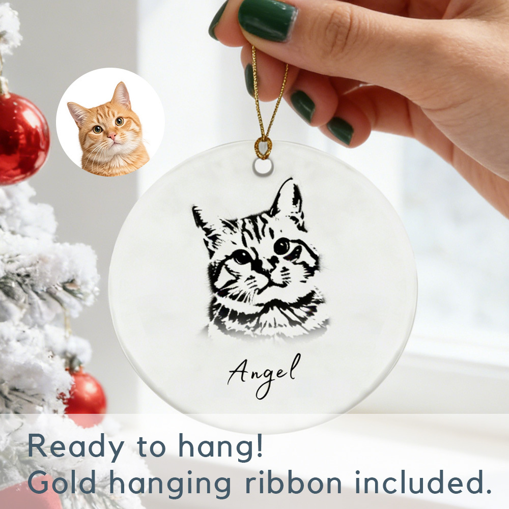 Personalized Cat Dog pet Ornament: Custom Photo Name
