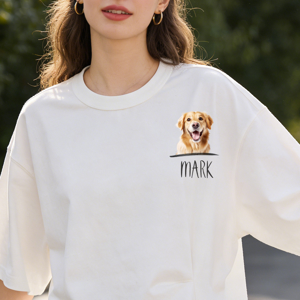 Personalized Custom Pet Shirt  Photo Name Dog Cat T-Shirt for Humans Pet Memorial Gift