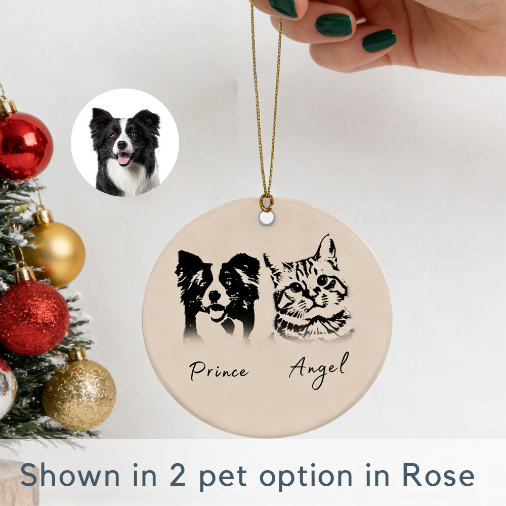 Personalized Cat Dog pet Ornament: Custom Photo Name