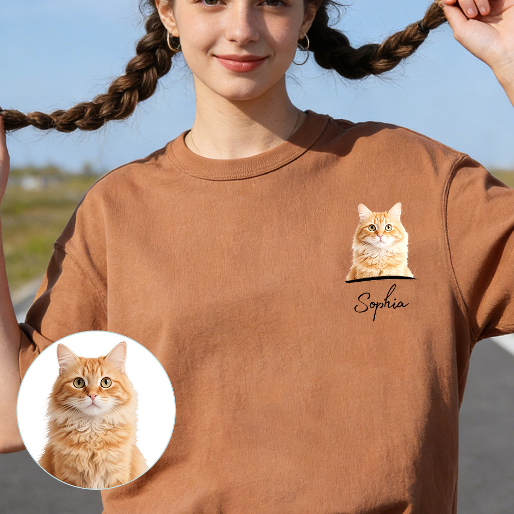 Personalized Custom Pet Shirt  Photo Name Dog Cat T-Shirt for Humans Pet Memorial Gift