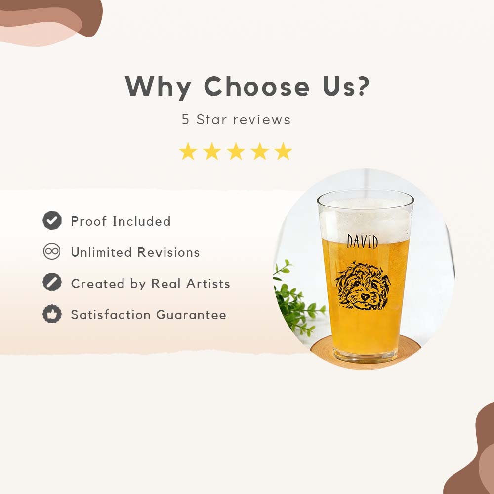 Personalized Pet Beer Glasses | 16oz Custom Dog Cat Pint Glass CustomPet Beer Mugs Steins
