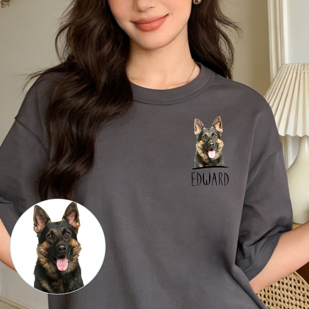 Personalized Custom Pet Shirt  Photo Name Dog Cat T-Shirt for Humans Pet Memorial Gift