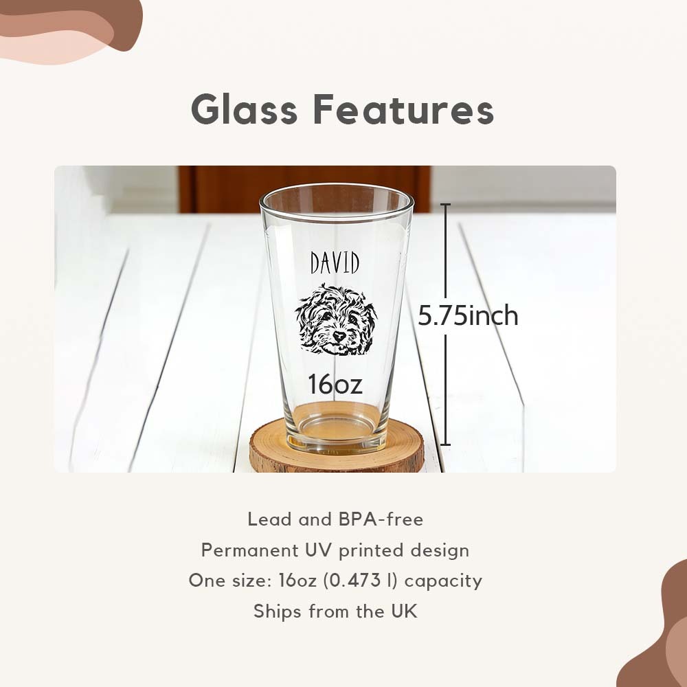 Personalized Pet Beer Glasses | 16oz Custom Dog Cat Pint Glass CustomPet Beer Mugs Steins
