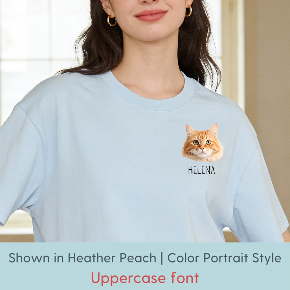 Personalized Custom Pet Shirt - Custom B/W Color Ear Outline Dog Cat T-Shirt