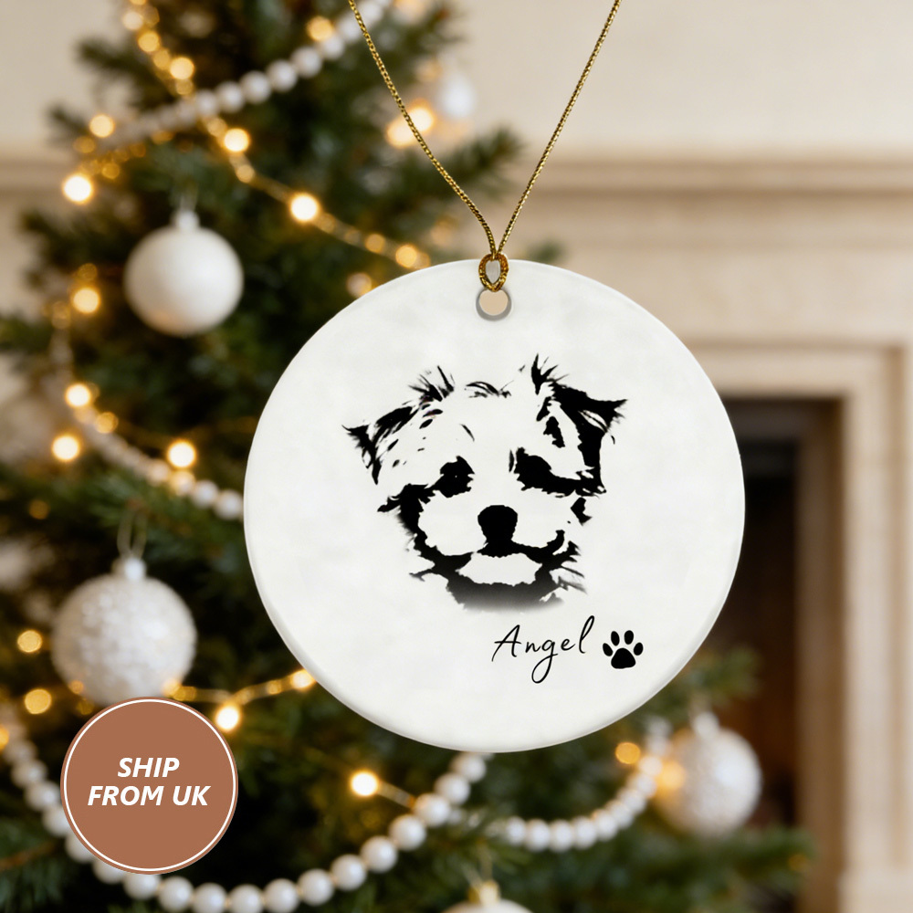 Personalized Dog pet Ornament: Custom Photo Name Decor