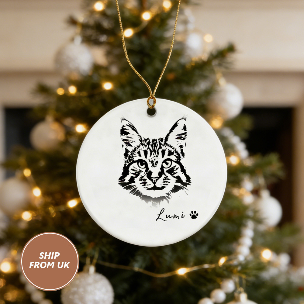 Personalized Dog pet Ornament: Custom Photo Name Decor