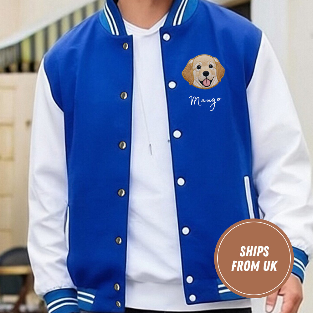 Personalized Oversized Button Baseball Cardigan Printed dog cat pet
