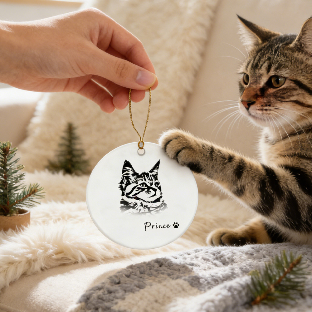 Personalized Dog pet Ornament: Custom Photo Name Decor