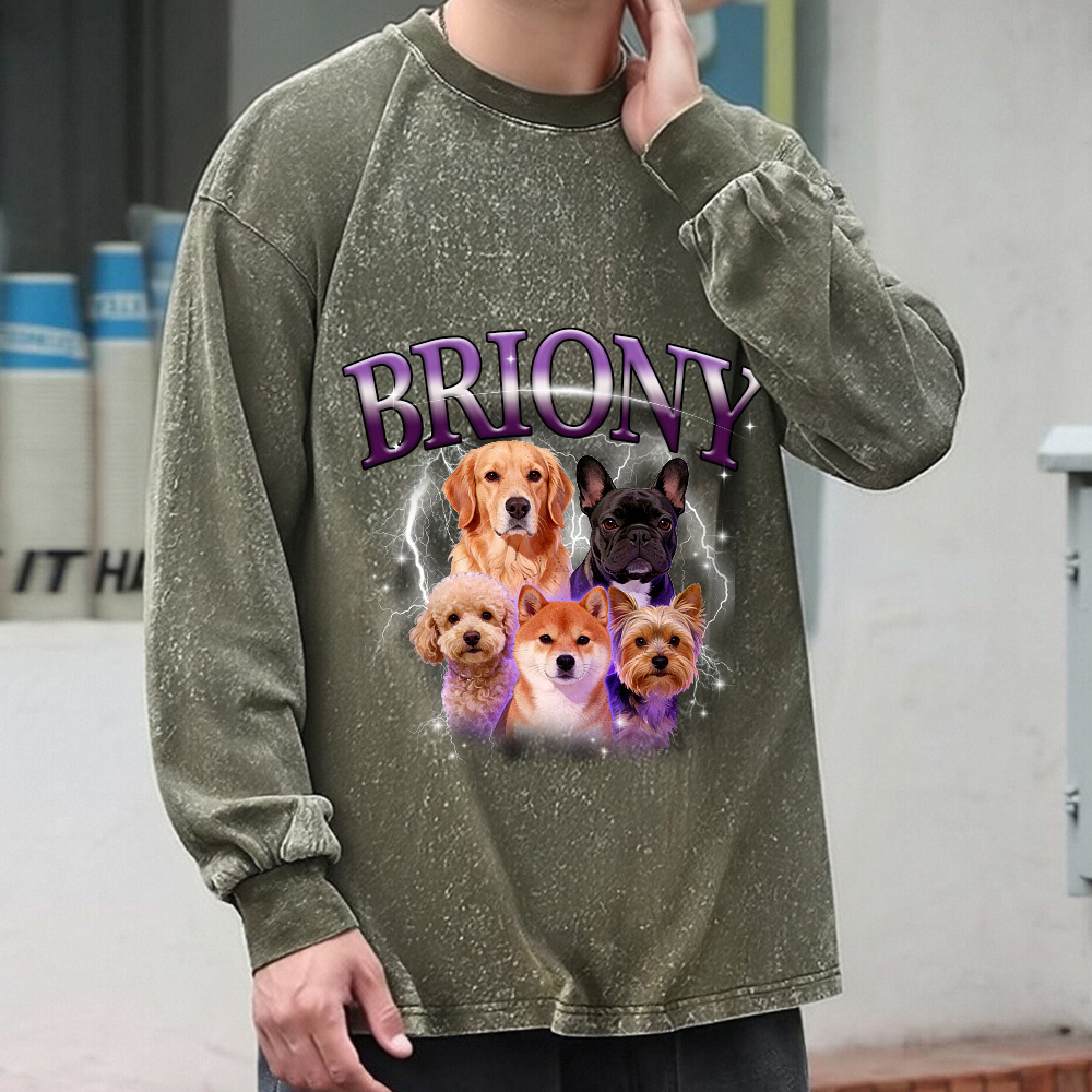 Personalized Dog Cat Pet Oversized Vintage Long Sleeve Tee Unisex