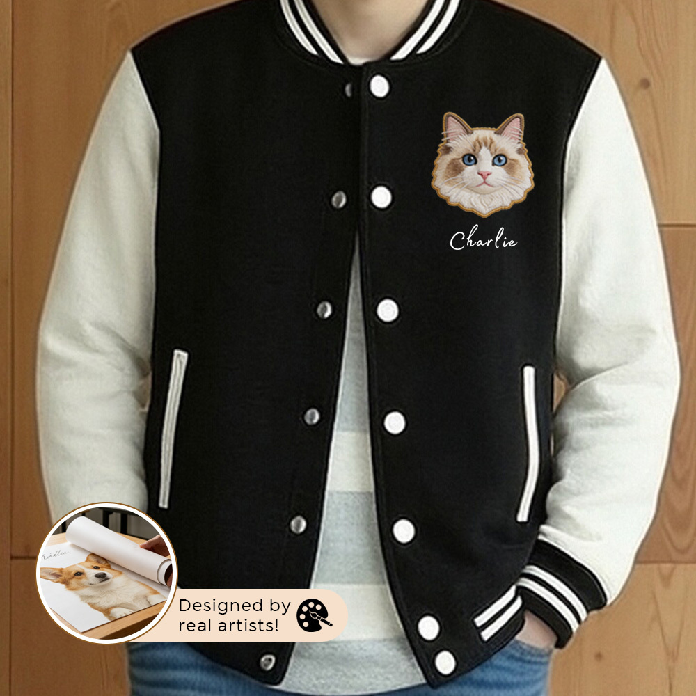 Personalized Oversized Button Baseball Cardigan Printed dog cat pet