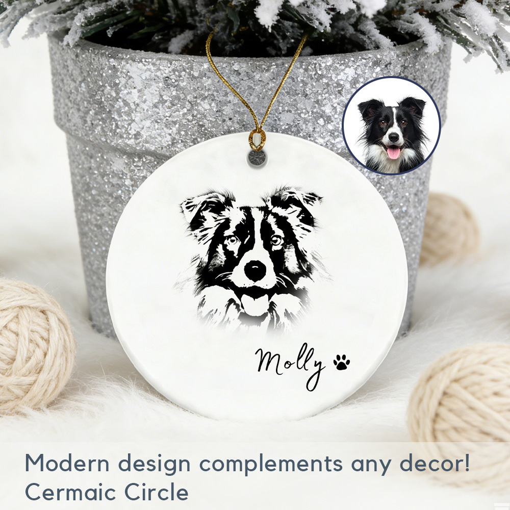 Personalized Dog pet Ornament: Custom Photo Name Decor