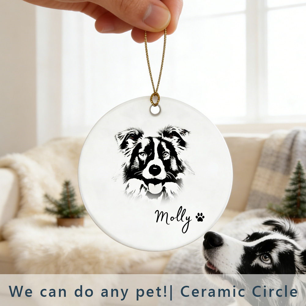 Personalized Dog pet Ornament: Custom Photo Name Decor