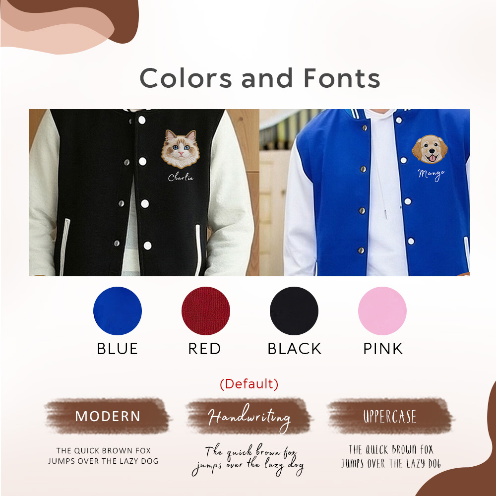 Personalized Oversized Button Baseball Cardigan Printed dog cat pet