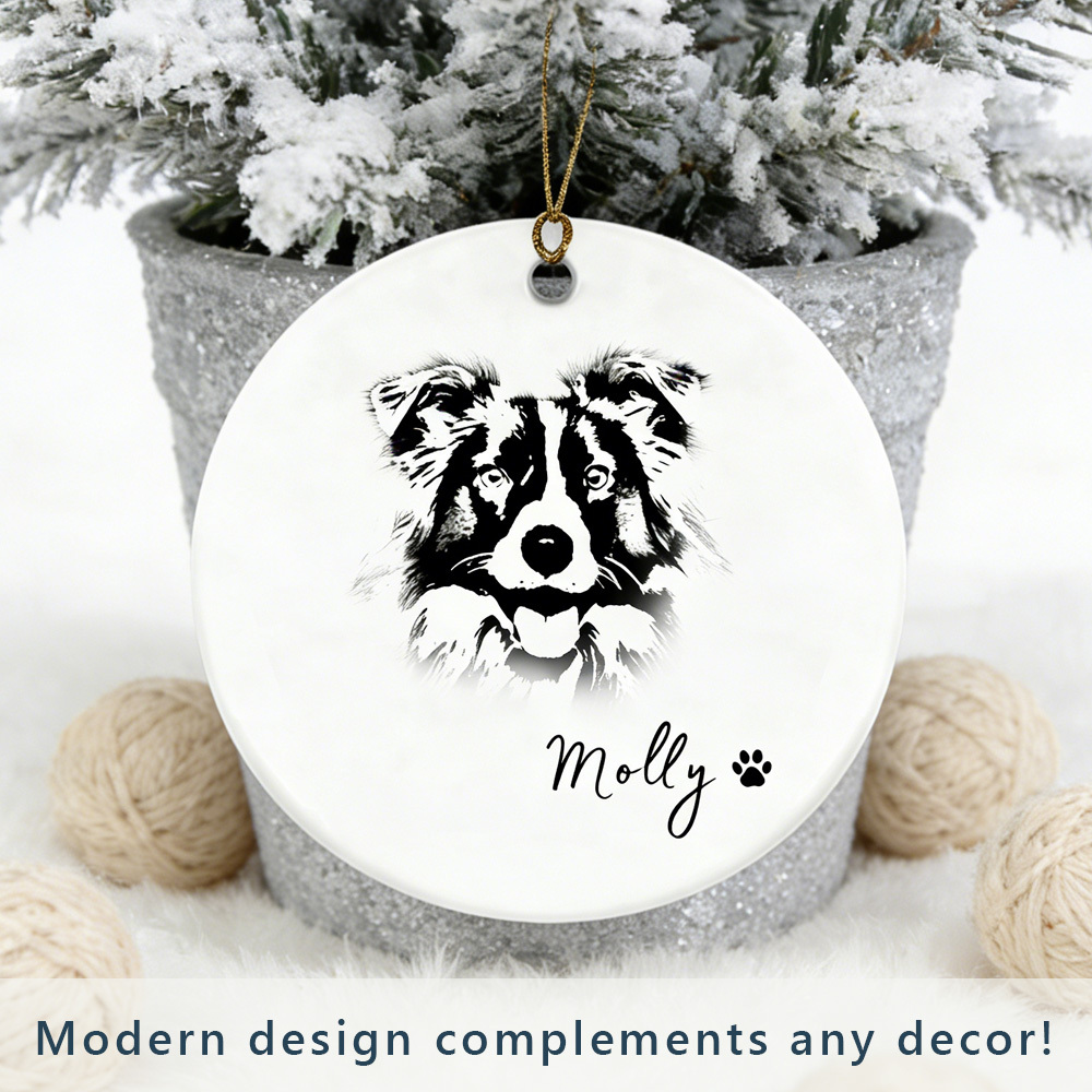 Personalized Dog pet Ornament: Custom Photo Name Decor