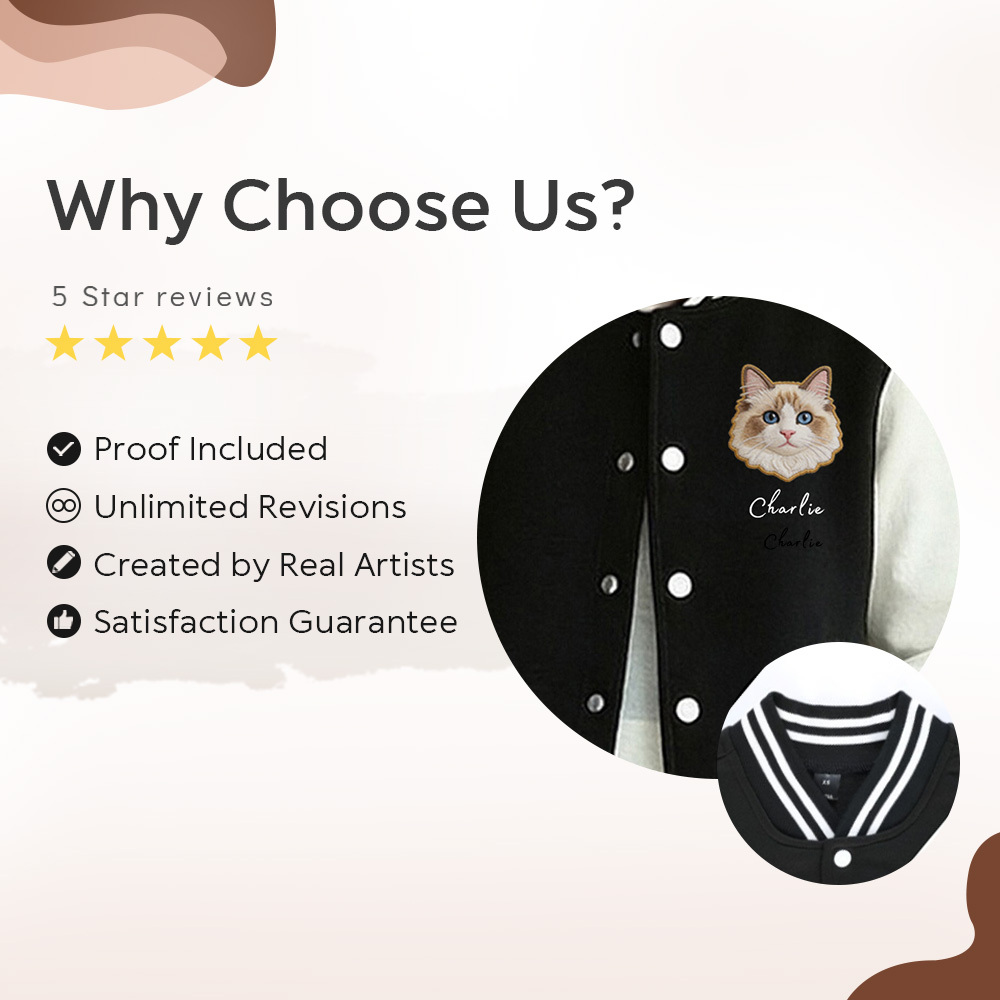 Personalized Oversized Button Baseball Cardigan Printed dog cat pet