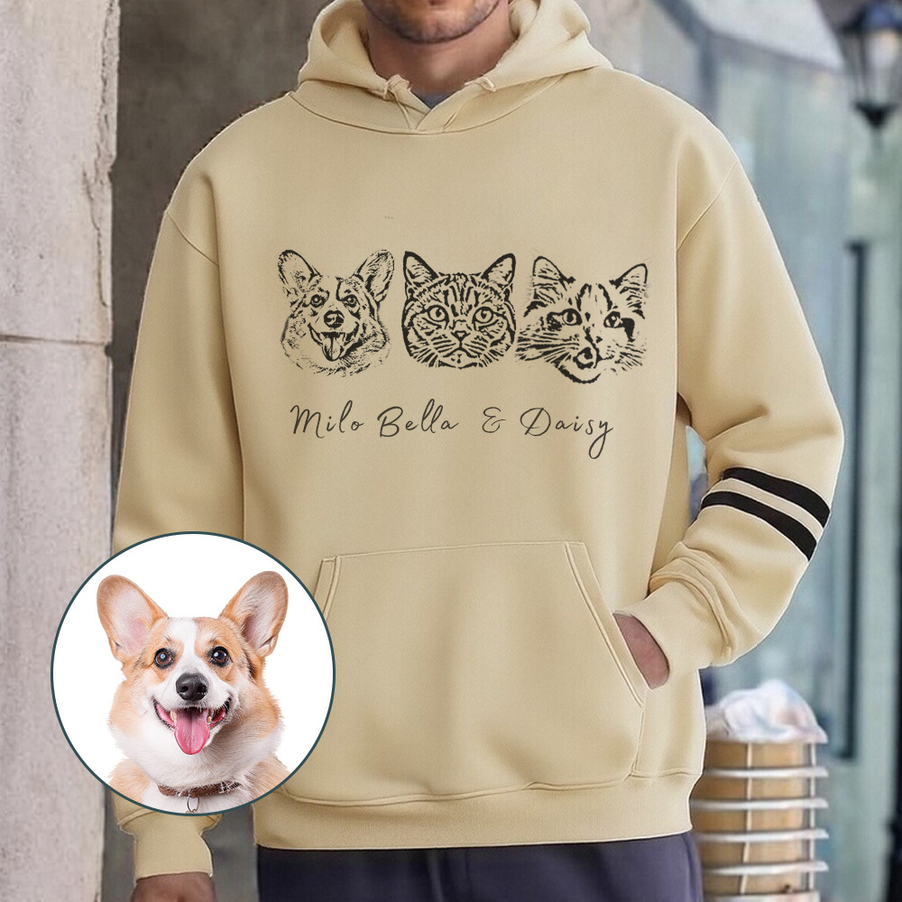 Personalized Dog Cat Fashion Pullover Long Sleeve Hoodie