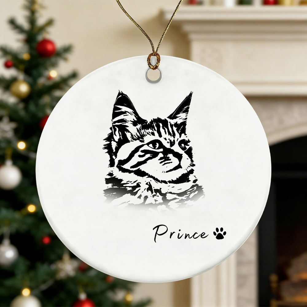 Personalized Dog pet Ornament: Custom Photo Name Decor