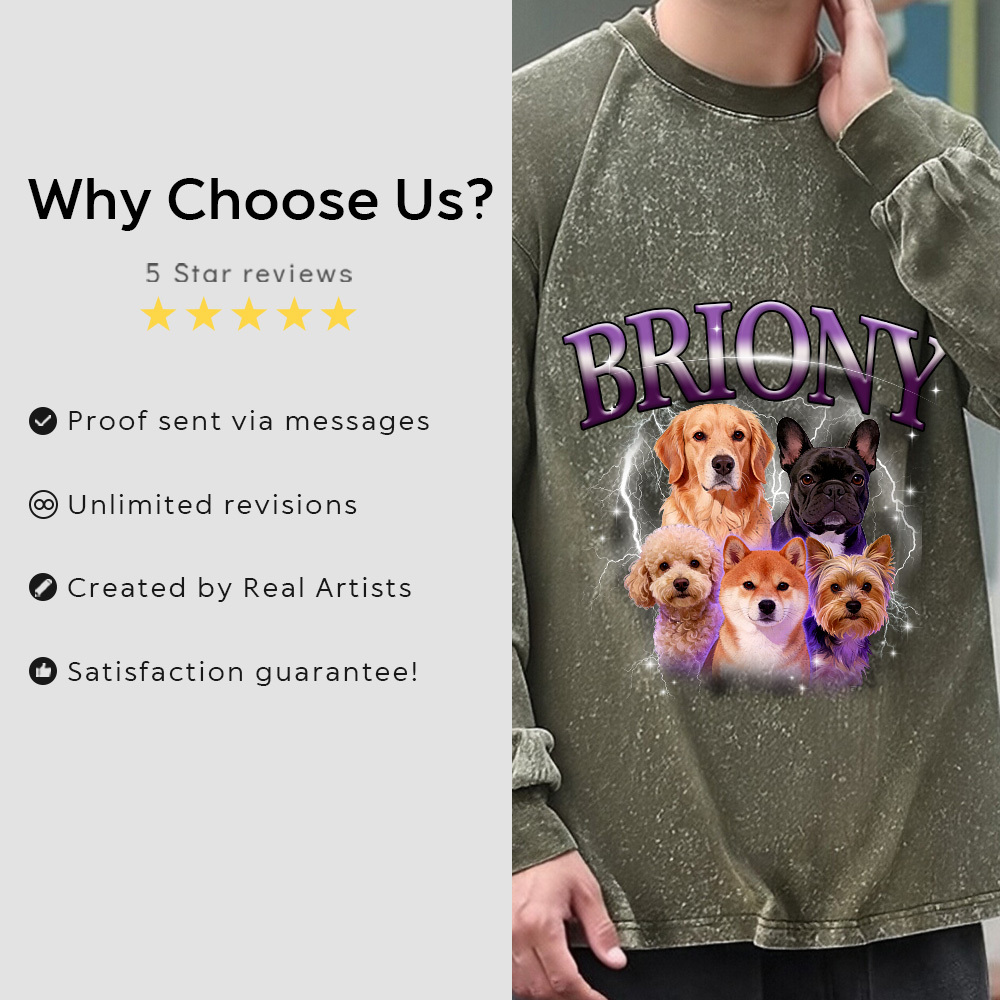 Personalized Dog Cat Pet Oversized Vintage Long Sleeve Tee Unisex