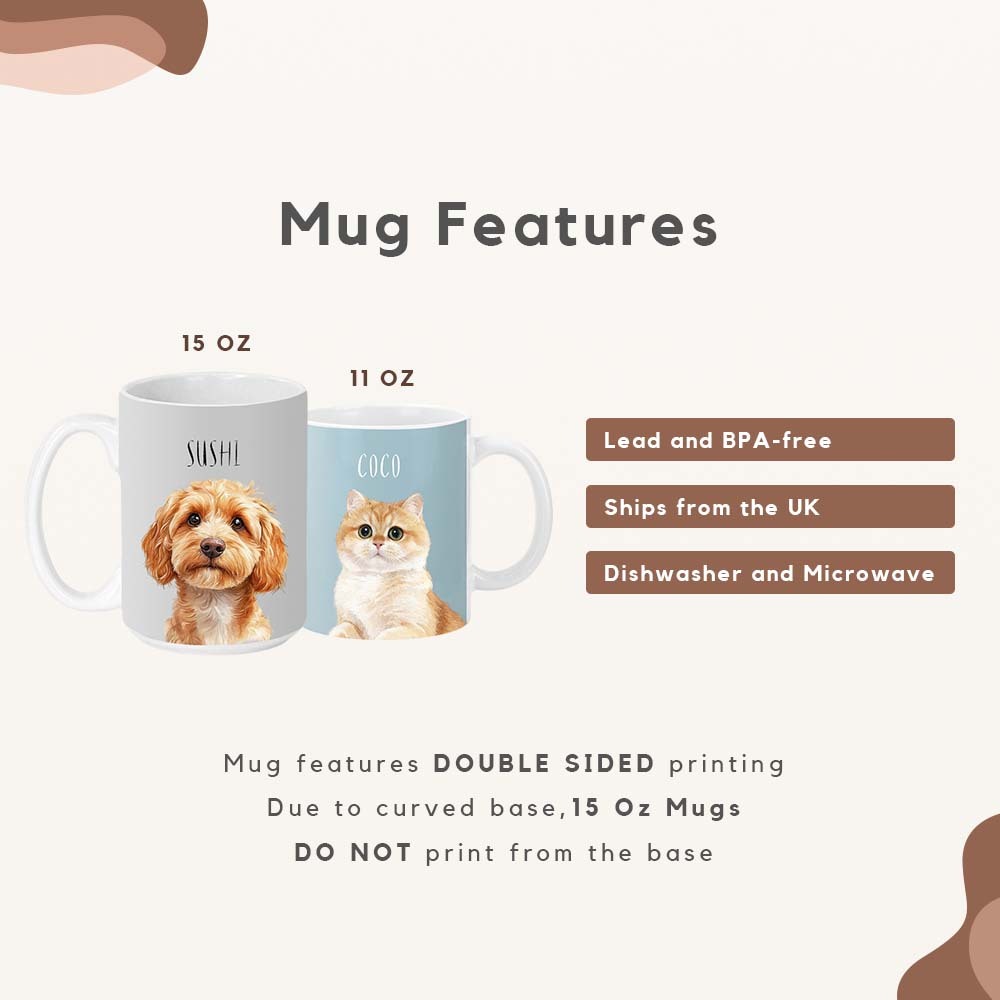Personalized Pet Mug with Photo & Name - Custom Dog Cat 11oz 15oz Coffee Cup