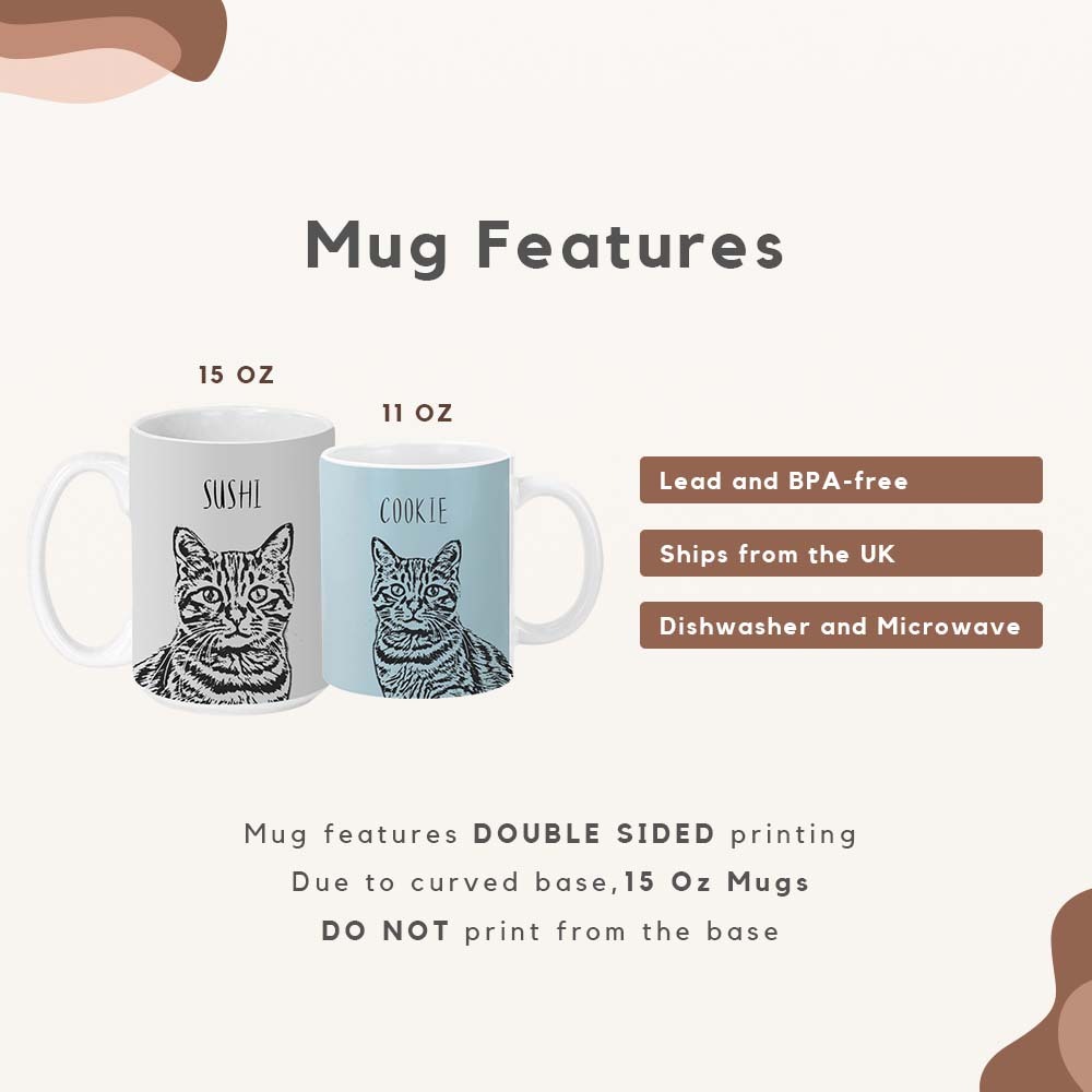 Custom Dog Cat 11oz 15oz Coffee Cup-Personalized Pet Mug with Photo & Name