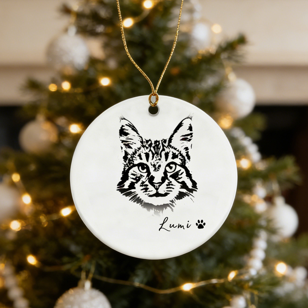 Personalized Dog pet Ornament: Custom Photo Name Decor