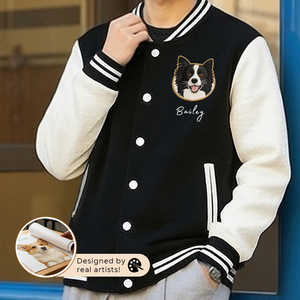 Personalized Oversized Button Baseball Cardigan Printed dog cat pet