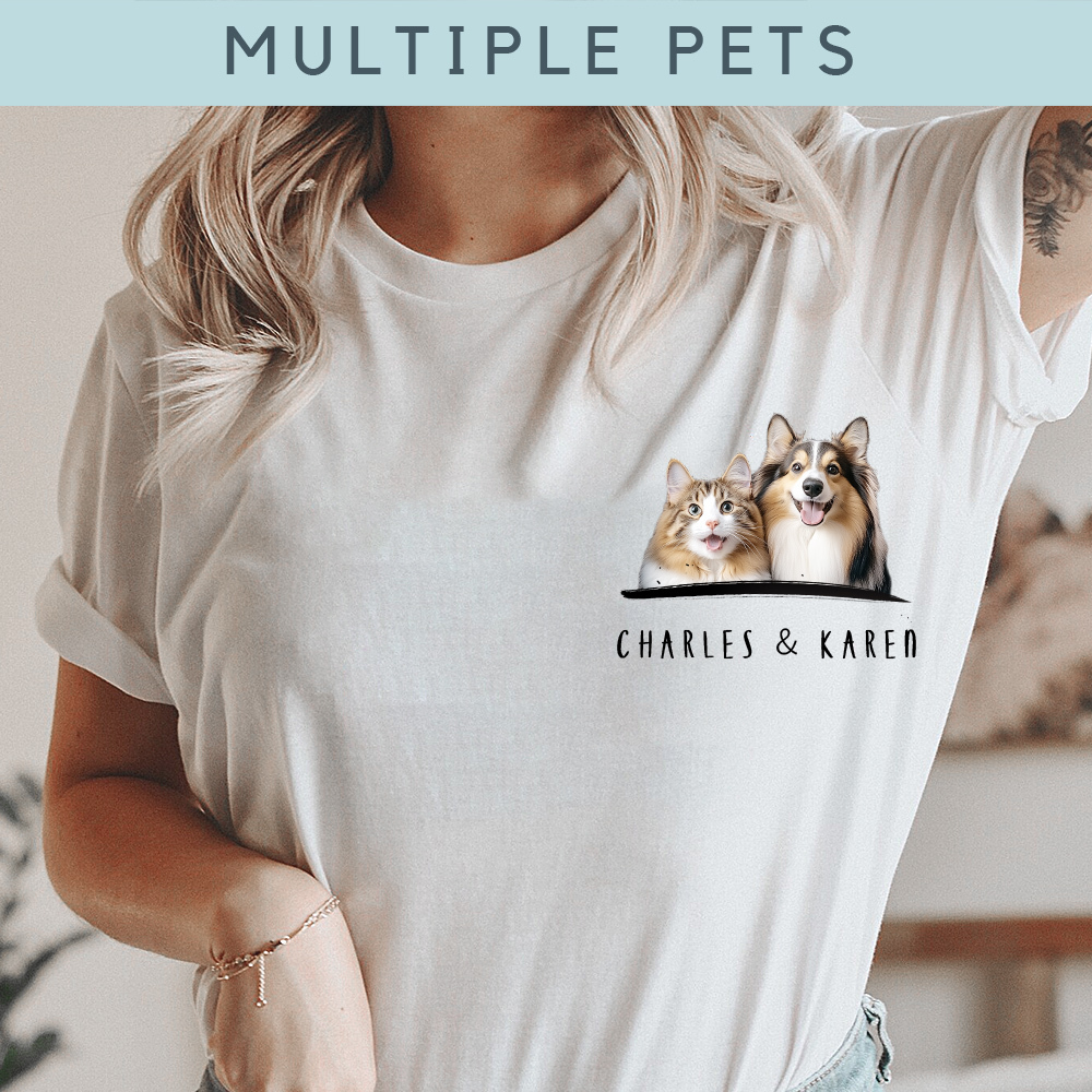 Custom Photo & Name Embroidered T-Shirt Personalized Dog Cat PetShirt Custom pet Shirts