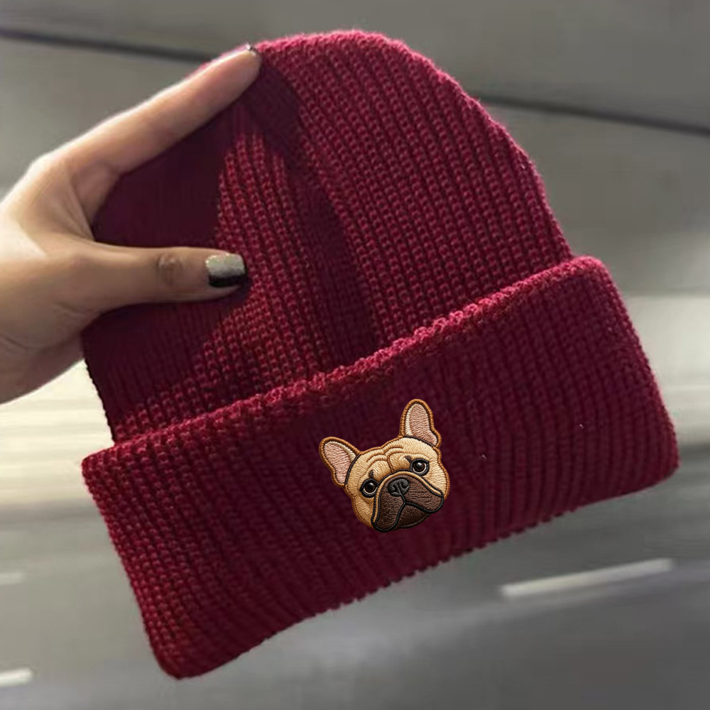 Personalized Pet Photo Beanie | Custom Dog Cat Winter Toboggan Hat | Unisex Skullcap Snow Beanie